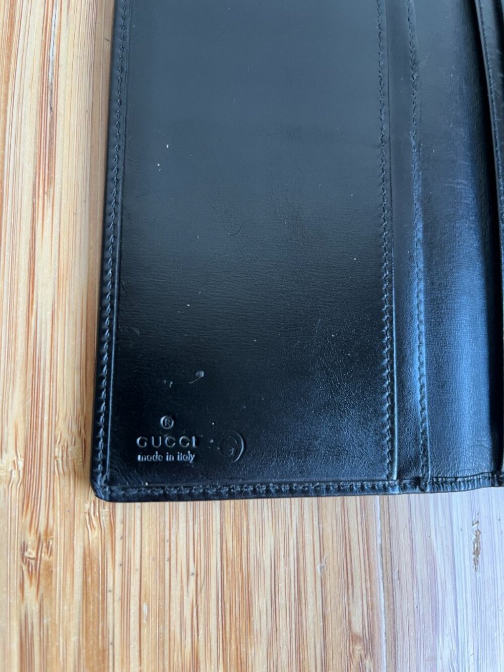 GUCCI Authentic Black Smooth Black Calf Leather Bifold Checkbook Wallet - Picture 9 of 9